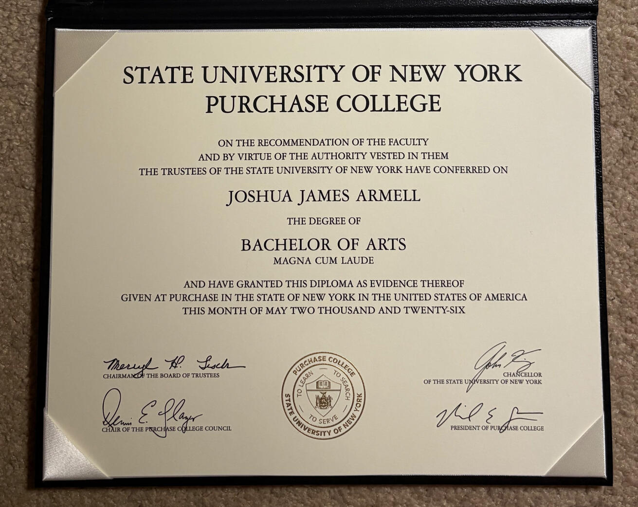 A closer shot of my diploma.